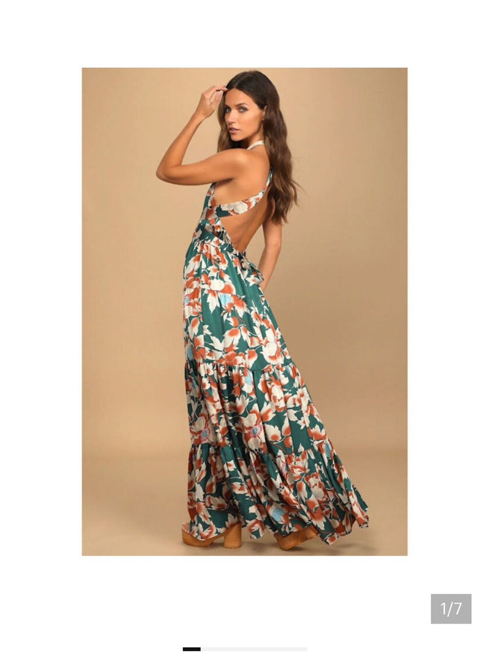 Lulus Heat Wave Babe Green Floral Print Tie-back Tiered Maxi Dress - Size XS